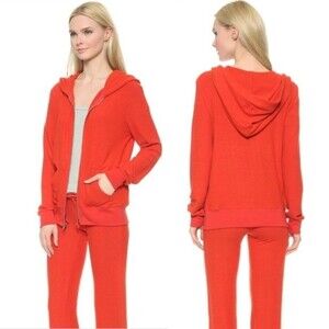 Wildfox Beach Club Zip Up Orange Hoodie Medium